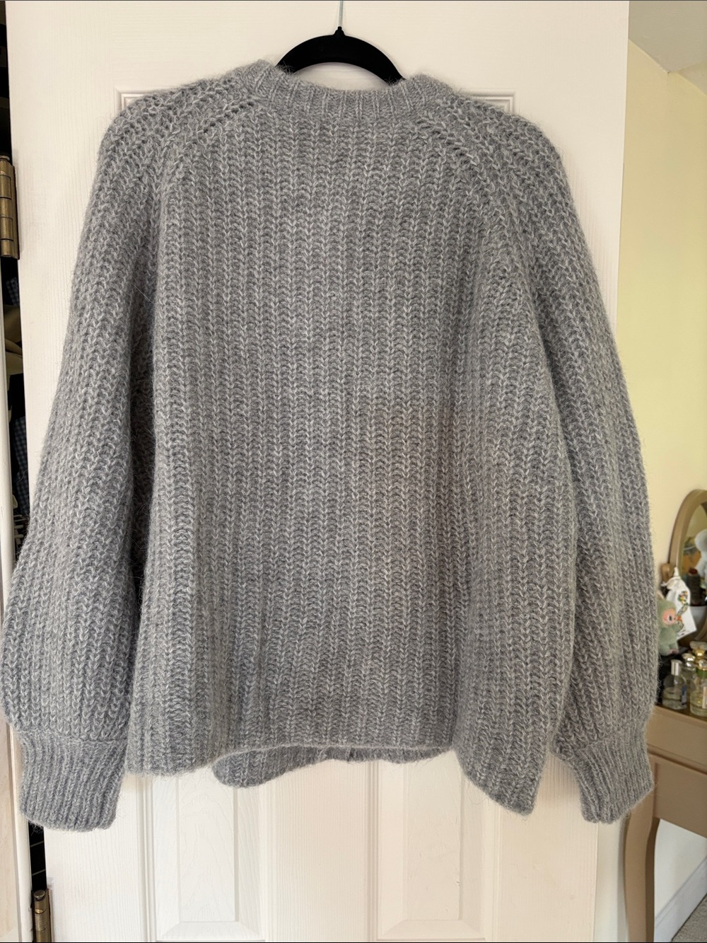 Sezane Heather Gray Chunky Button Cardigan - Picture 2 of 6